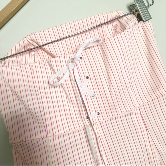 EXPRESS FLORAL Embroidered Striped Strapless DRESS - Picture 7 of 8